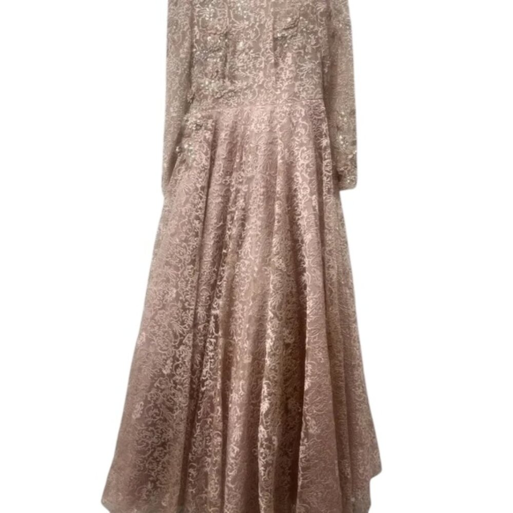 Elegant Blush Lace Formal Gown